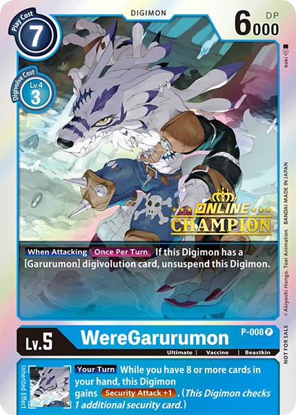 WereGarurumon [P-008] (Regional en línea - Campeón) [Cartas promocionales]