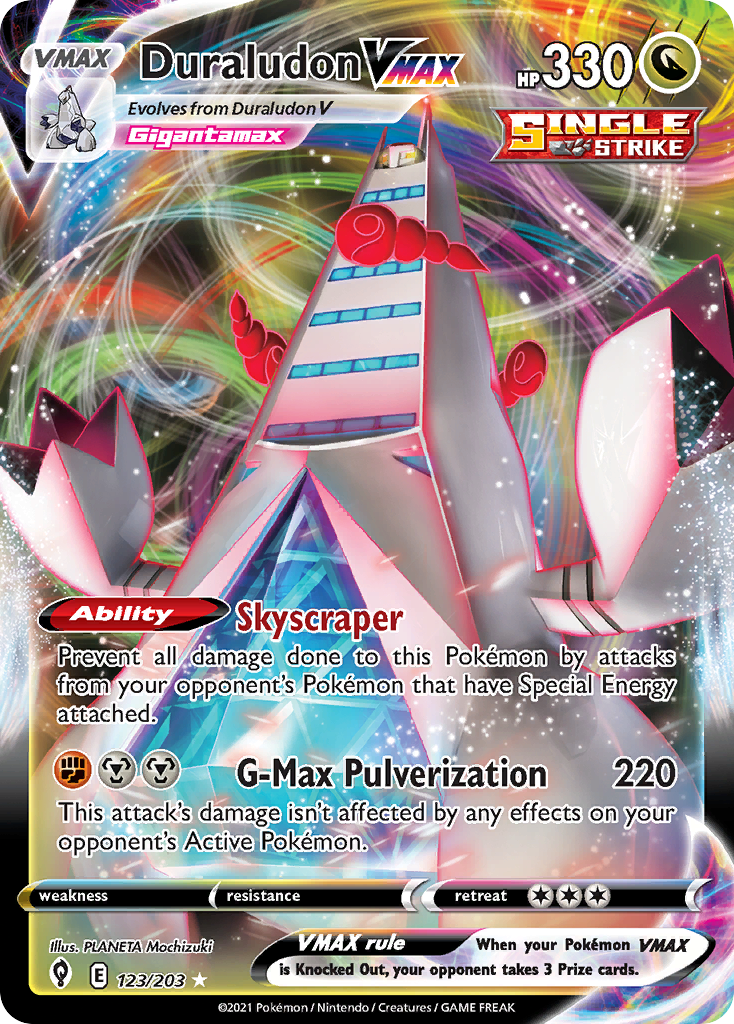 Duraludon VMAX (123/203) (Carte géante) [Épée et Bouclier : Ciel Évolutifs]