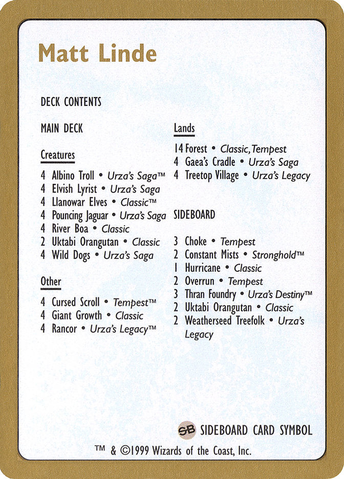 Lista de mazo de Matt Linde [World Championship Decks 1999]