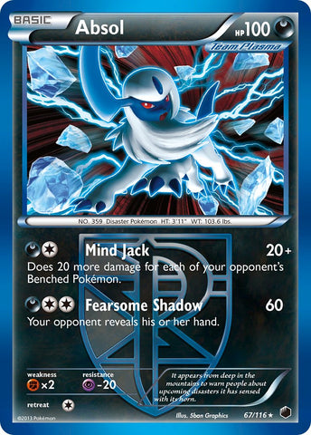 Absol (67/116) (Deck de Combat Légendaire Sulfura) (Exclusivité Deck Thématique) [Noir & Blanc : Plasma Givré]