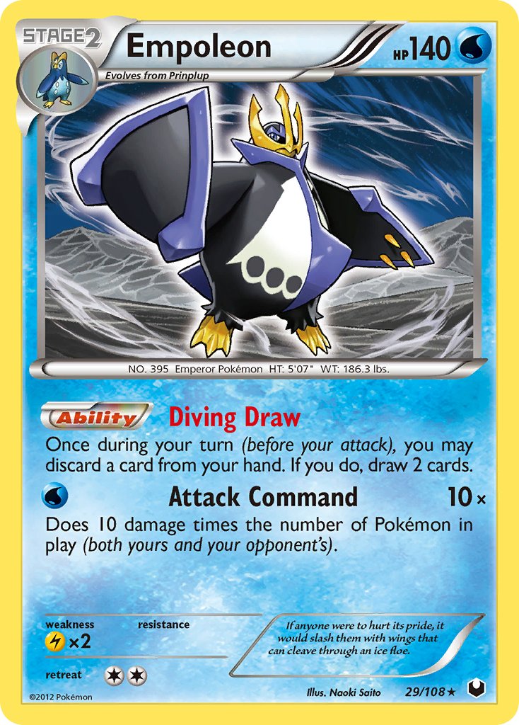 Empoleon (29/108) (Exclusif au Deck Arène de Combat) (Exclusif au Deck Thème) [Noir & Blanc : Explorateurs Obscurs]