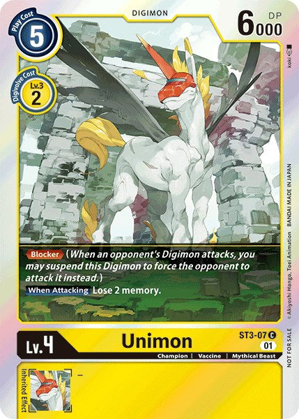 Unimon [ST3-07] (Paquete de Torneo Oficial Vol. 4) [Mazo de Inicio: Promociones de Heaven's Yellow]