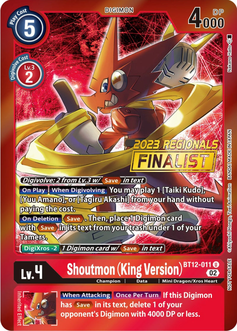 Shoutmon (Versión Rey) [BT12-011] (Finalista Regionales 2023) [Promos Através del Tiempo]