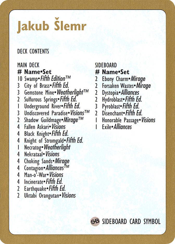 Lista de mazos de Jakub Slemr [World Championship Decks 1997]