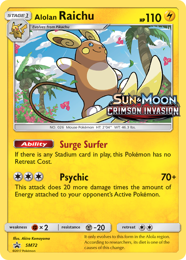 Raichu d'Alola (SL72) (Promo Avant-Première) [Soleil et Lune : Promos Étoiles Noires]