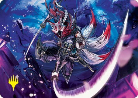 Carta de Arte Kitsune Ventisca Filobléster (Firma Estampada en Oro) [Serie de Arte Kamigawa: Dinastía de Neón]