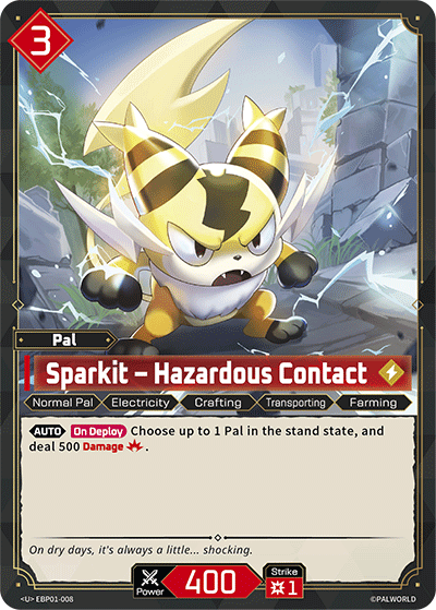 Image for Sparkit – Hazardous Contact (EBP01-008) (EBP01) - Palworld Official Card Game
