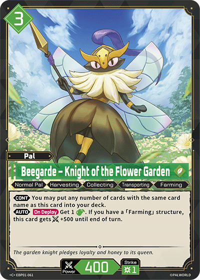 Image for Beegarde – Knight of the Flower Garden (EBP01-061) (EBP01) - Palworld Official Card Game