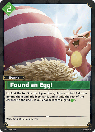Image for Found an Egg! (EBP01-071) (EBP01) - Palworld Official Card Game