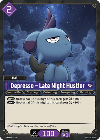 Image for Depresso – Late Night Hustler (EBP01-079) (EBP01) - Palworld Official Card Game