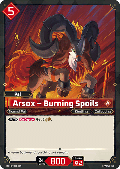 Image for Arsox – Burning Spoils (ETD01-005) (ETD01) - Palworld Official Card Game
