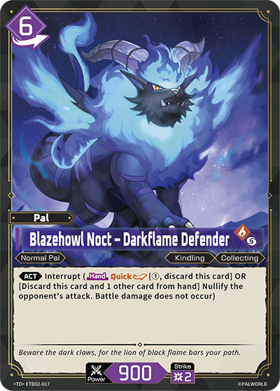 Image for Blazehowl Noct – Darkflame Defender (ETD02-017) (ETD02) - Palworld Official Card Game