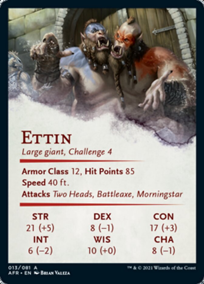 Carte artistique Ettin (signature estampée or) [Donjons & Dragons : Aventures dans la série artistique des Royaumes Oubliés]