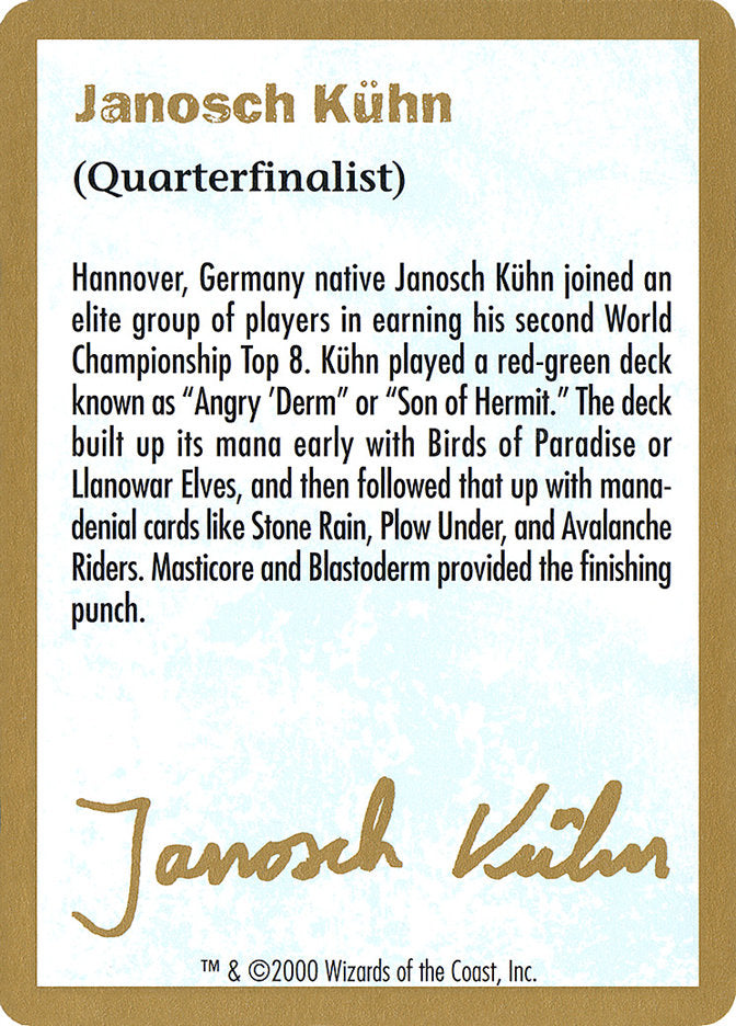Biografía de Janosch Kuhn (2000) [Mazo de los Campeonatos Mundiales 2000]