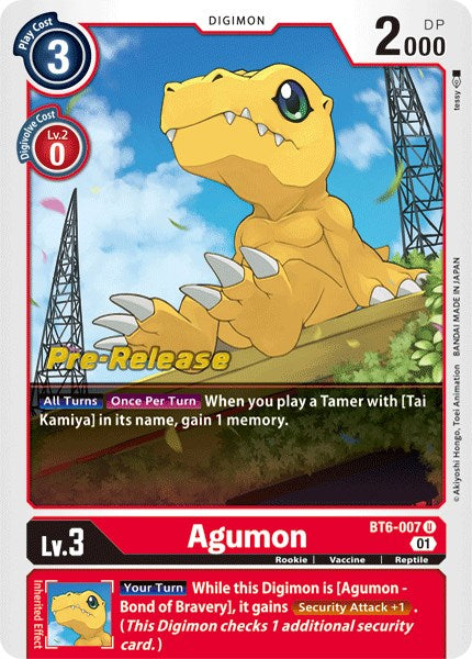 Agumon [BT6-007] [Cartas de prelanzamiento Doble Diamante]