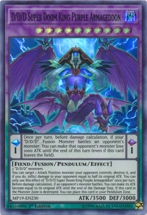 Rey Supercondenado Púrpura Armagedón D/D/D [MP19-EN230] Súper Rara