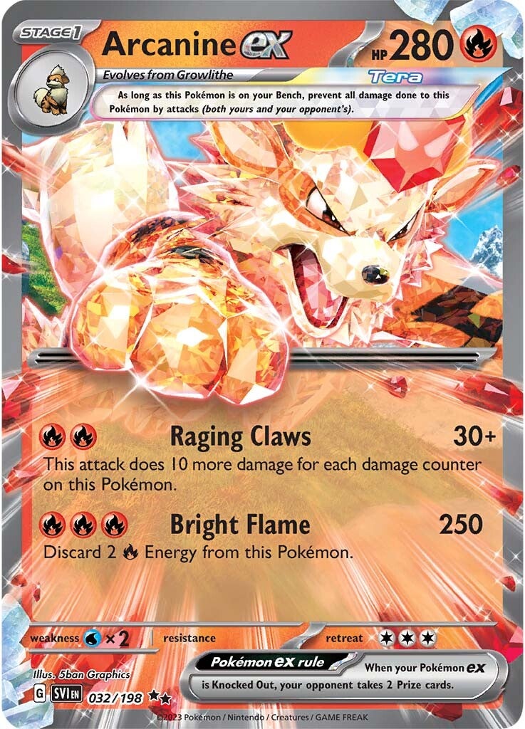 Arcanine ex (032/198) [Escarlata y Púrpura: Set Base]