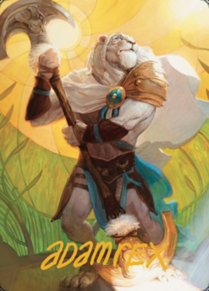 Ajani, Agent endormi, carte artistique (signature estampée or) [Série artistique Dominaria Uni]