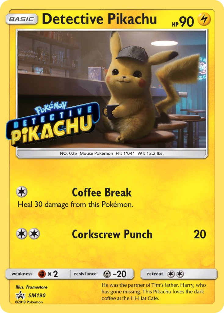 Détective Pikachu (SL190) (Timbré) [Soleil et Lune : Promos Étoiles Noires]