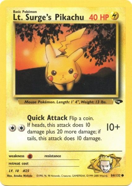 Pikachu du Lt. Surge (84/132) [Gym Challenge Unlimited]