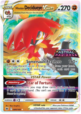 Decidueye de Hisui VSTAR (084/189) (Carta Jumbo) [Espada y Escudo: Resplandor Astral]