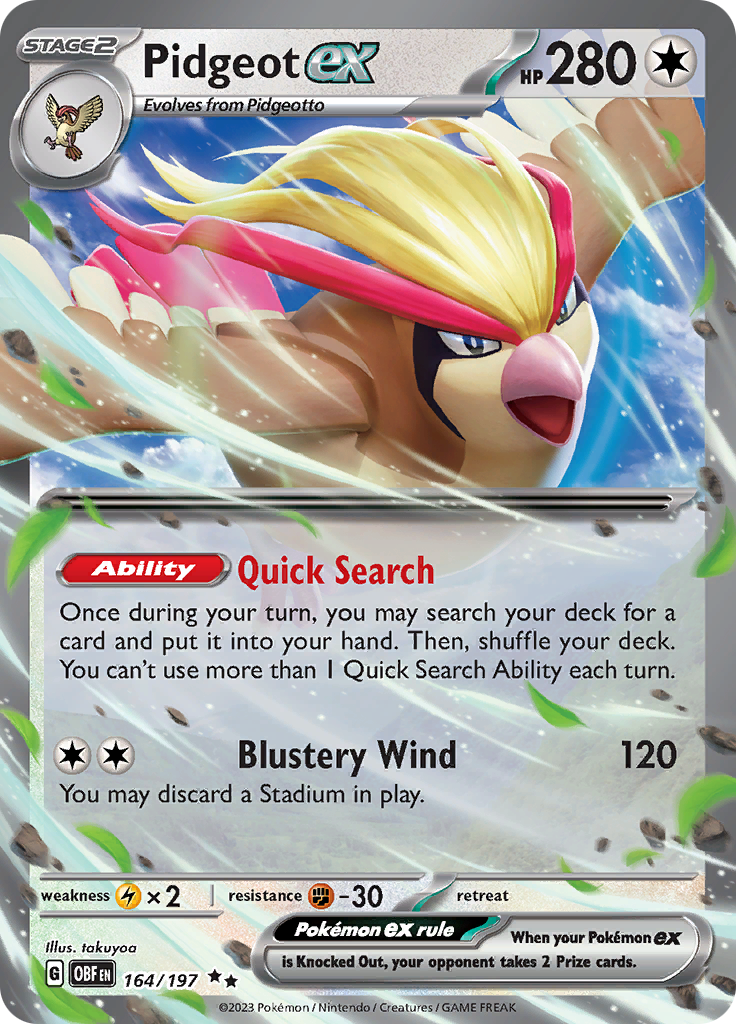 Pidgeot ex (164/197) [Escarlata y Púrpura: Llamas Obsidianas]