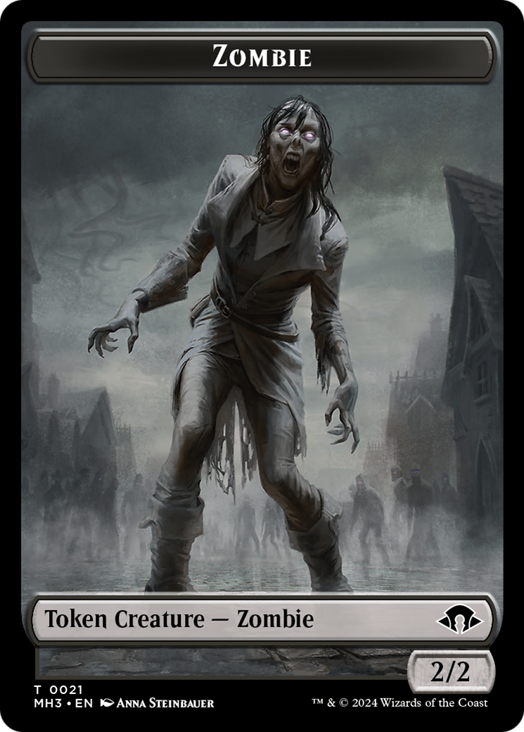 Zombie (Feuille texturée ondulée) // Jeton double face Éléphant [Jetons Modern Horizons 3 Commander]