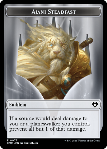 Emblema de Ajani Inquebrantable // Ficha de Mago de doble cara [Commander Masters Tokens]