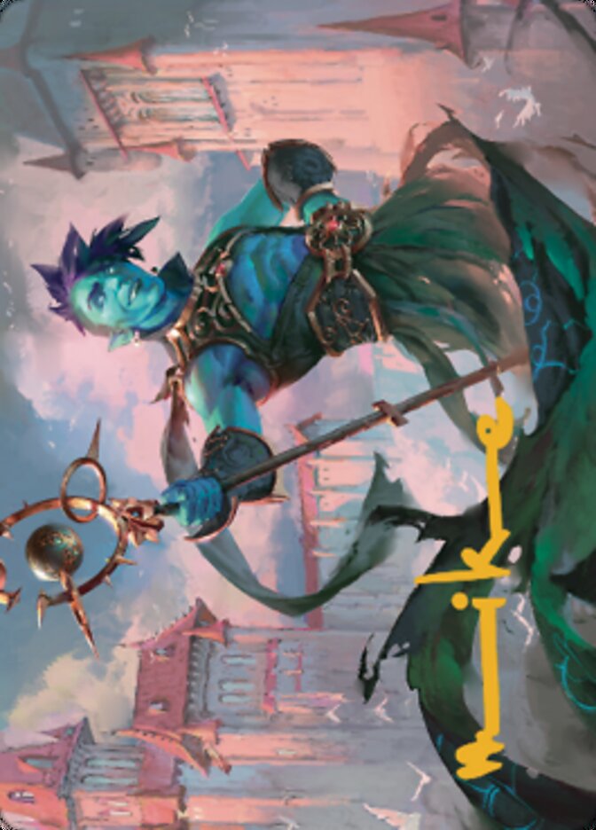 Carte artistique Djinn arrogant (Signature estampillée or) [Série artistique Dominaria uni]