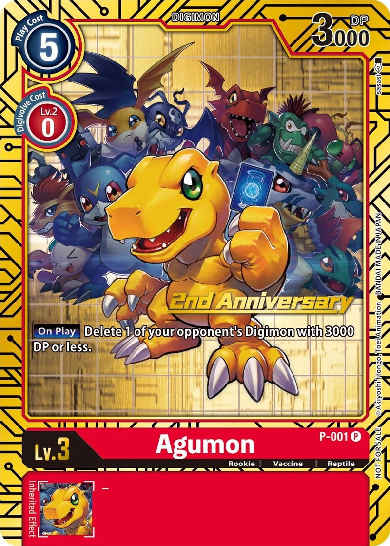 Agumon [P-001] (Juego de cartas del 2.º aniversario) [Cartas promocionales]