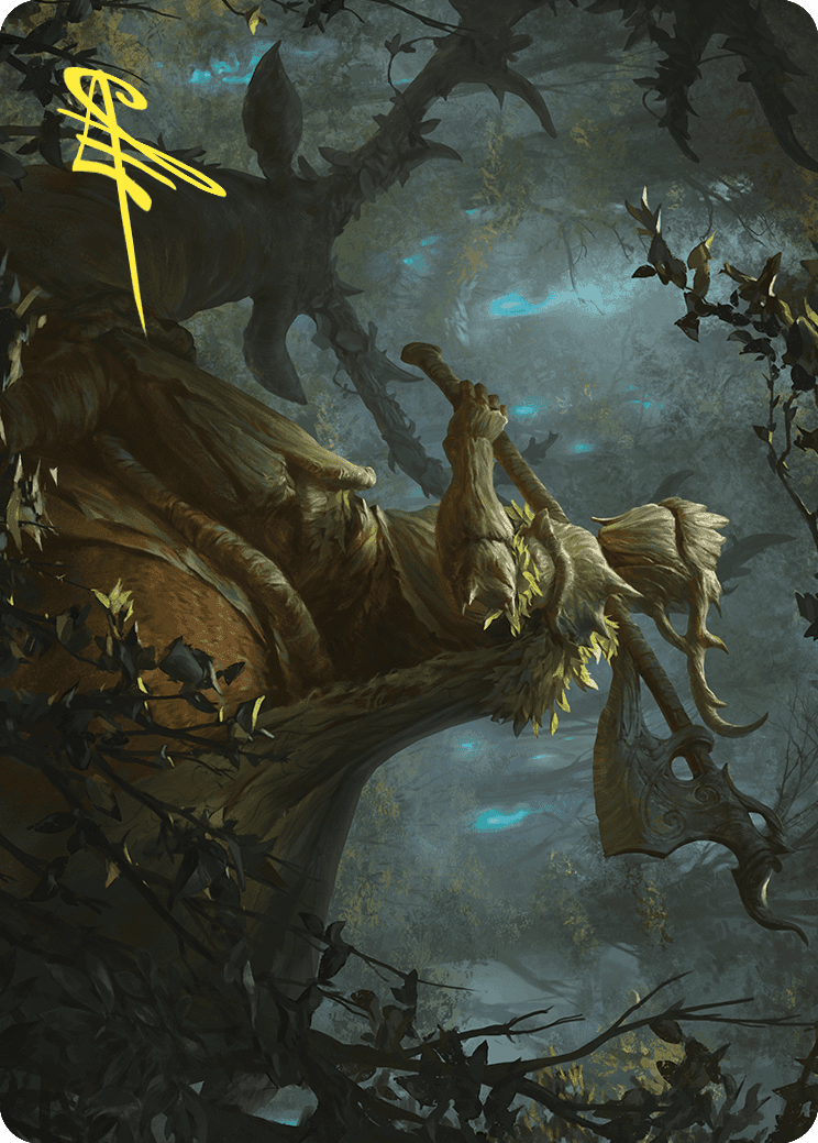 Carte d'art Cavalier verdoyant (signature estampillée or) [Série d'art Les friches d'Eldraine]