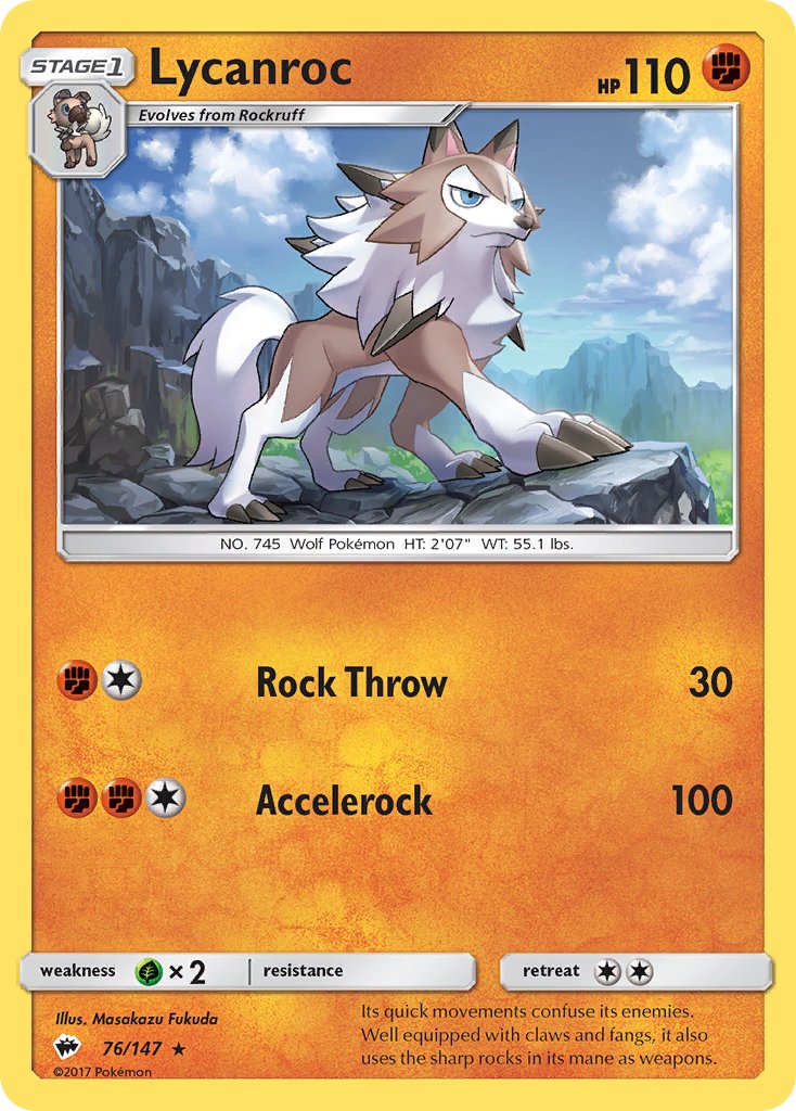 Lycanroc (76/147) (Exclusiva de Baraja Temática) [Sol y Luna: Sombras Ardientes]