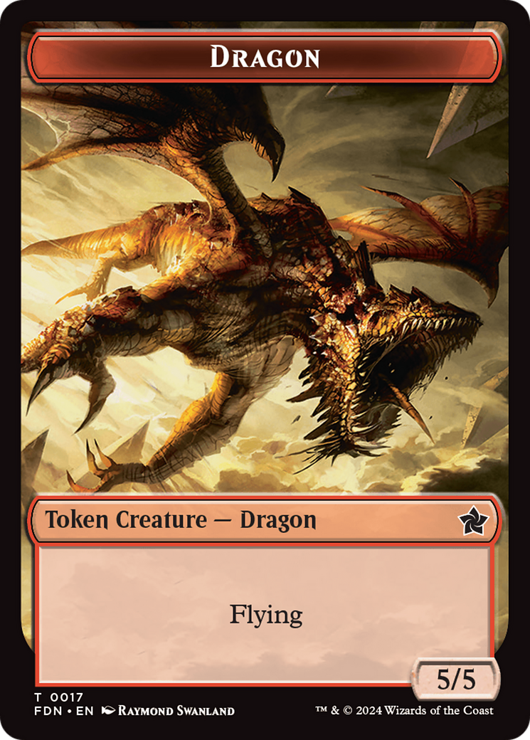 Bête féline // Dragon (0017) Jeton double face [Jetons Foundations]