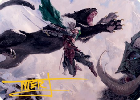 Carte illustrée Drizzt Do'Urden (signature estampée or) [Donjons et Dragons : Aventures dans les Royaumes Oubliés - Série d'illustrations]