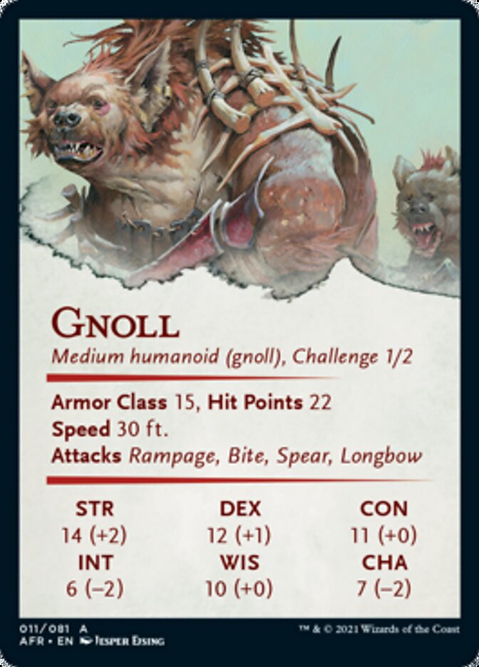 Carte d'art Gnoll (Signature estampée or) [Donjons & Dragons : Aventures dans les Royaumes Oubliés - Série d'illustrations]