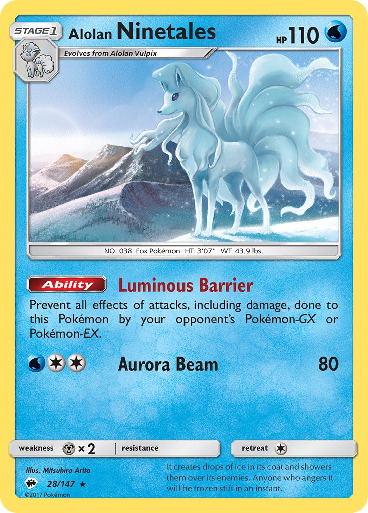 Ninetales de Alola (28/147) (Holográfico Hielo Agrietado) (Exclusivo Mazo Temático) [Sol y Luna: Sombras Ardientes]