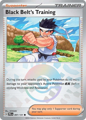 Entrenamiento del Cinturón Negro (097/131) (Patrón de Poké Ball) [Escarlata y Púrpura: Evoluciones Prismáticas]