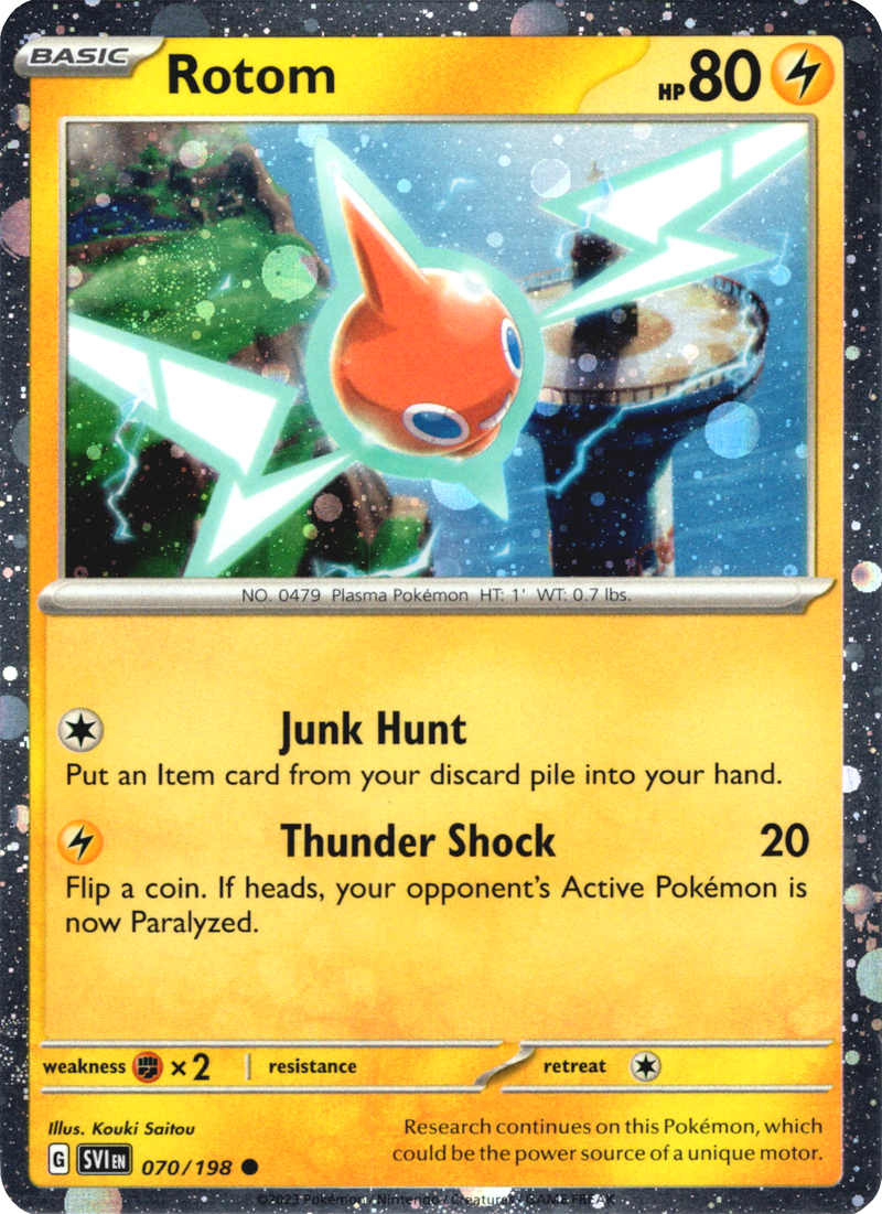Rotom (070/198) (Exclusiva Mazo Temático) (Holo Cósmico) [Escarlata y Púrpura: Promos Black Star]