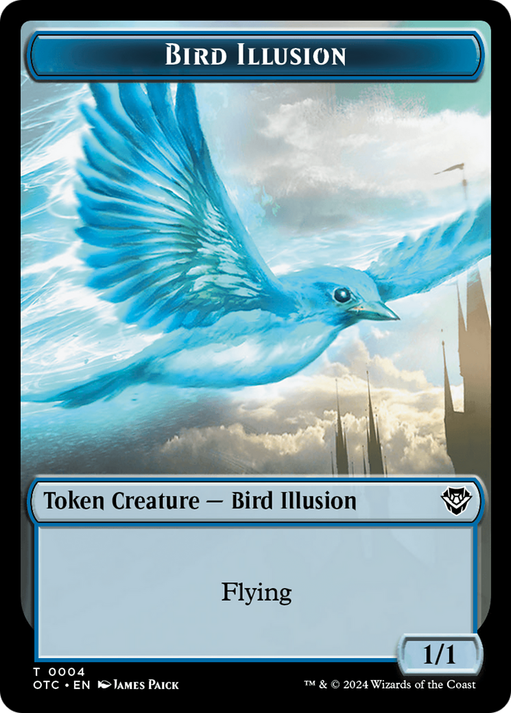 Oiseau et illusion // Élémental (0014) Jeton recto-verso [Jetons Commander Meurtres au Manoir Karlov]