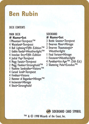 Lista de mazo de Ben Rubin [Mundos 1998]