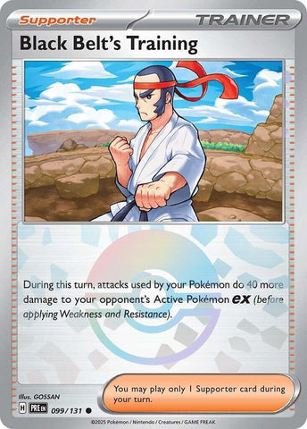 Entrenamiento del Cinturón Negro (099/131) (Patrón de Poké Ball) [Escarlata y Púrpura: Evoluciones Prismáticas]
