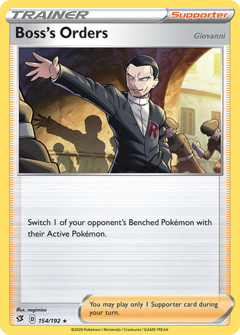 Ordres du Boss (154/192) (Giovanni) (Exclusif aux Decks à Thème) [Épée et Bouclier : Clash des Rebelles]