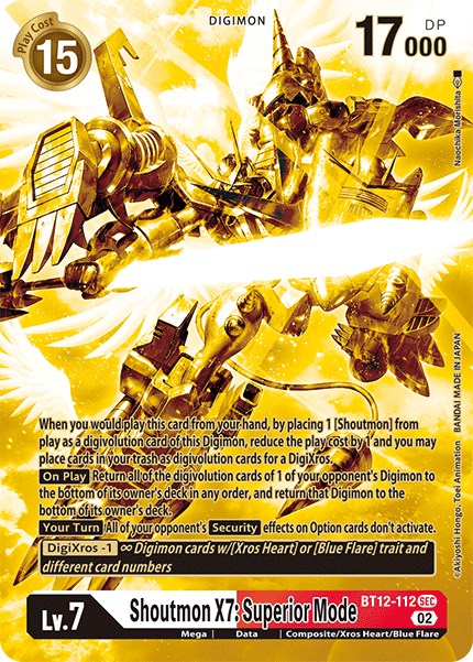 Shoutmon X7: Modo Superior [BT12-112] (Arte alternativo - Dorado) [Across Time]