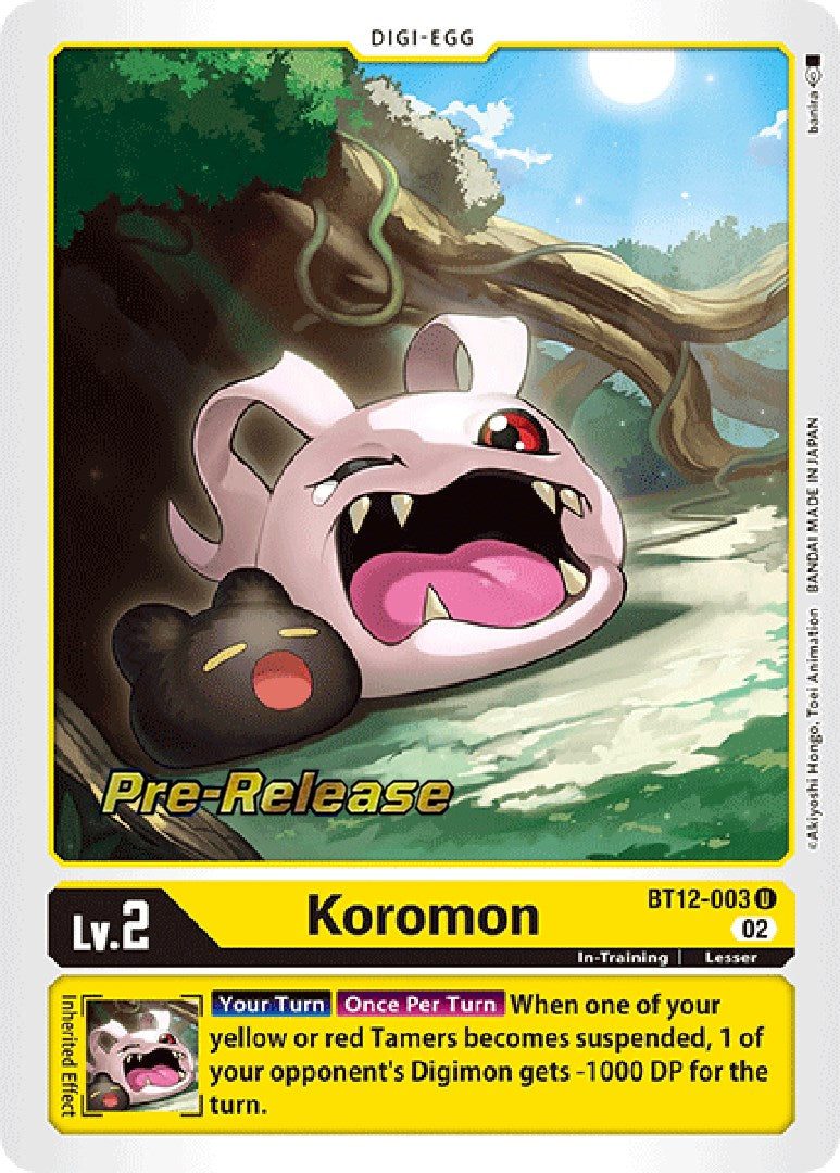Koromon [BT12-003] [Cartas de prelanzamiento de Across Time]