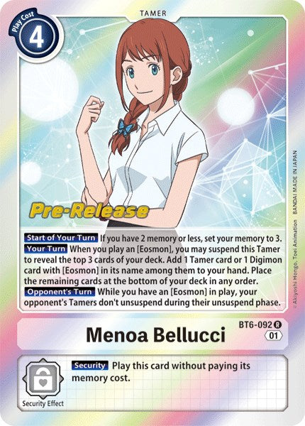 Menoa Bellucci [BT6-092] [Cartas de prelanzamiento Doble Diamante]
