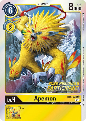 Apemon [BT6-038] (Campeonato Regional Online 2022) (Participante Online) [Promos Double Diamond]