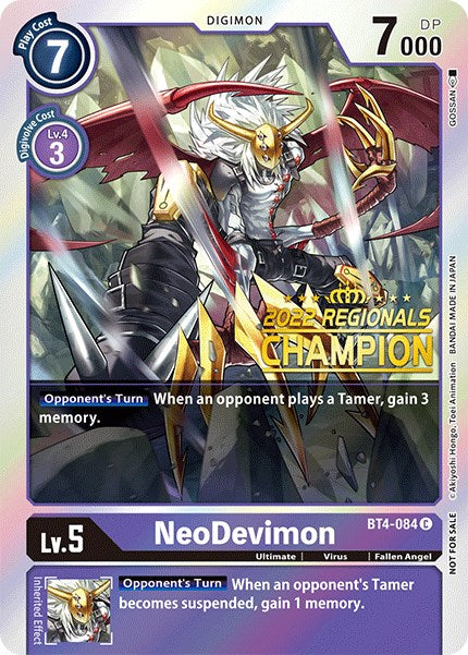 NeoDevimon [BT4-084] (Campeonato Regional Online 2022) (Campeón Online) [Promos de Great Legend]