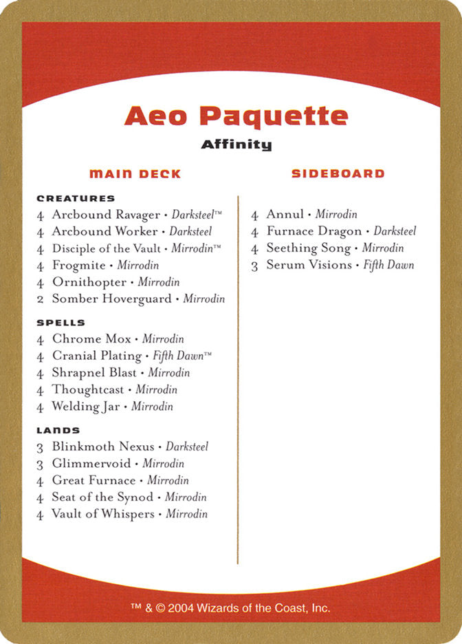 Mazo de Aeo Paquette [World Championship Decks 2004]
