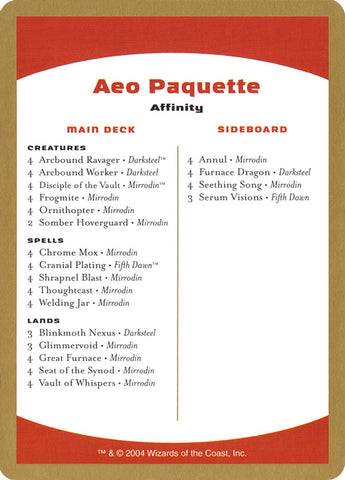 Mazo de Aeo Paquette [World Championship Decks 2004]
