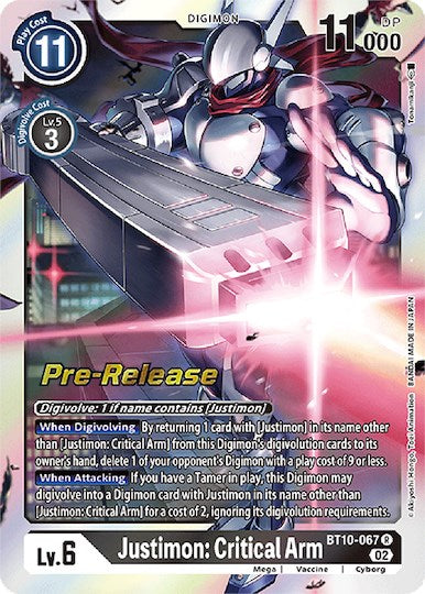 Justimon: Brazo Crítico [BT10-067] [Cartas de Pre-Lanzamiento de Xros Encounter]